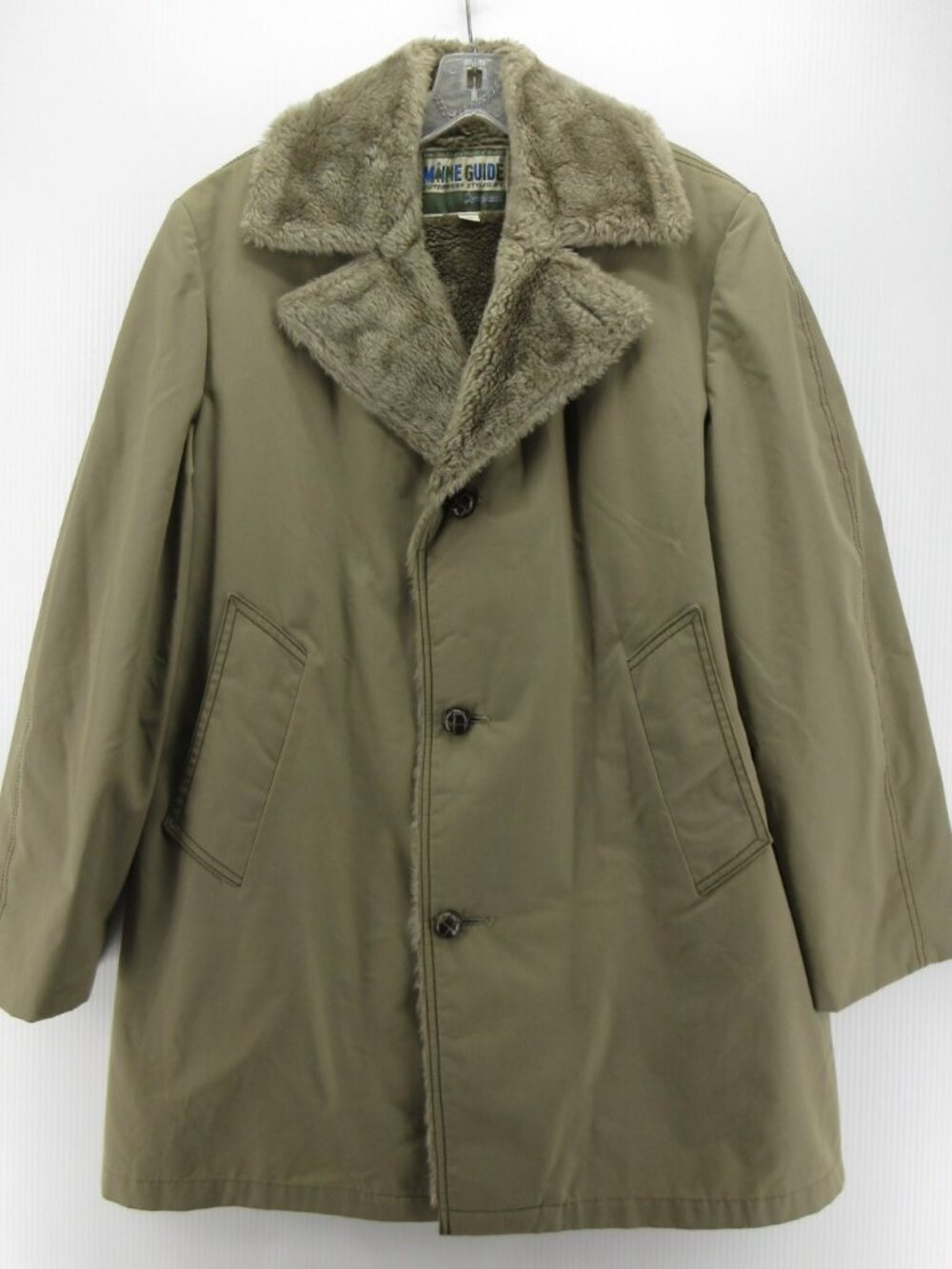 VTG Maine GuideJacket 40 Congress Cold Cheater Overcoat Faux Fur Lined